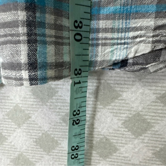 SEAN JOHN Men Adult 2XL Short Sleeve Button Down Blue Plaid Casual Shirt EUC - Picture 7 of 8